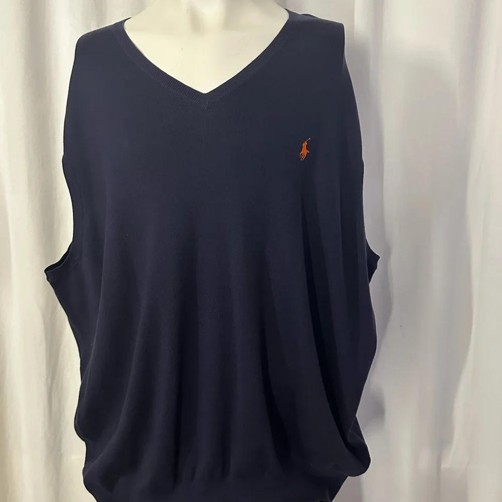 Polo Ralph Lauren Pima Cotton Sweater Vest 4XB Big Tall Classic Preppy Blue